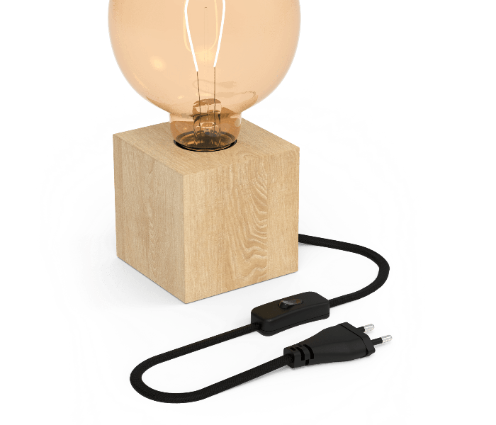 Calex | Tischleuchte | FSC 100% Holz | E27 Fassung | Mit Schalter | 1,8M Kabel