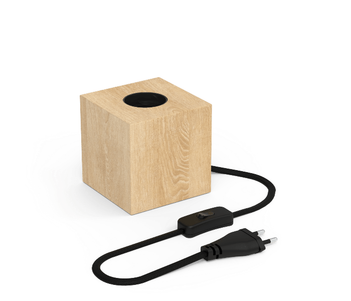 Calex | Tischleuchte | FSC 100% Holz | E27 Fassung | Mit Schalter | 1,8M Kabel