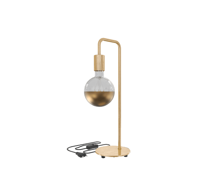 Calex | U-Line Tischleuchte | Gold | E27-Fassung | Mit Ein/Aus-Schalter | Max. 1x60W | H53cm | 150cm Kabel