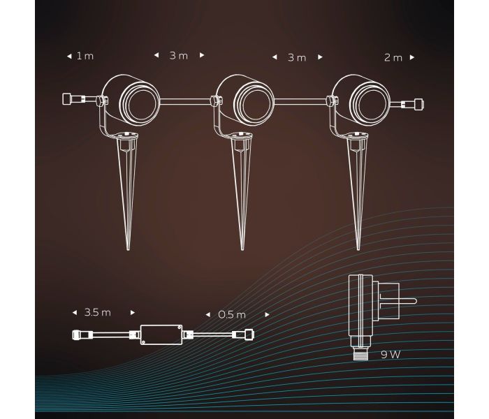 Calex | Smart Outdoor 3er-Set Strahler | 24V