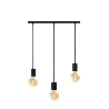 Calex | Retro Pendelleuchte | Rechteckige 10x70cm Deckenplatte | Schwarz | 3xE27 Fassung | 2M Schnur