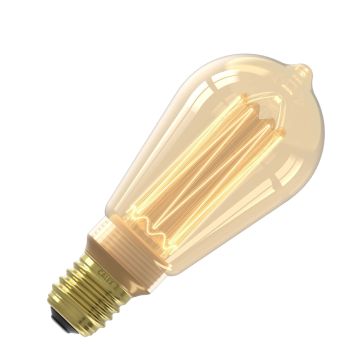 Calex | LED-Glühfaden | Große Glühbirne E27 | Rustikale ST64 | Gold | 3,5W
