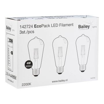 Bailey | 3x LED Röhrenlampe | E27  | 4W