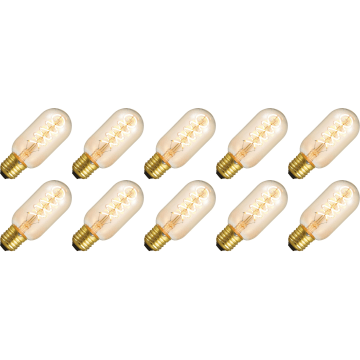 Lighto | LED filament | Grote fitting E27 | Buislamp | Goud | 45mm | 5W | 10 stuks