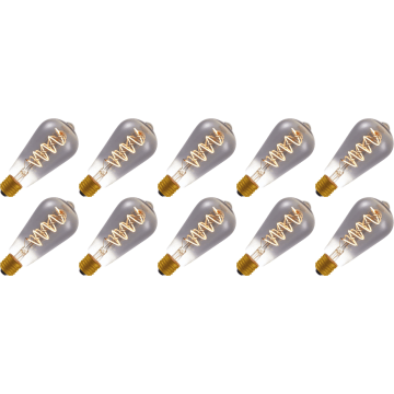 Lighto | LED filament | Grote fitting E27 | Edison lamp | Zwart | 64mm | 4W | 10 stuks