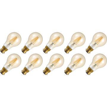 Lighto | LED filament | Bajonetfitting B22d | Standaardlamp | Goud | 60mm | 4W | 10 stuks