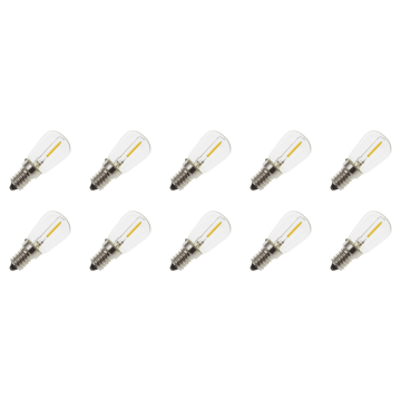 Lighto | LED filament | Kleine fitting E14 | Buislamp | Helder | 26mm | 1W | 10 stuks