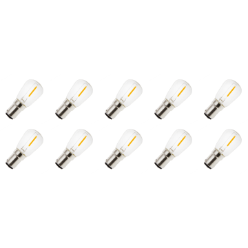 Lighto | LED filament | Ba15d Fitting | Buislamp | Helder | 26mm | 1W | 10 stuks