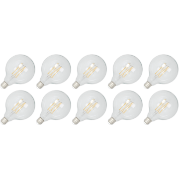 Lighto | LED filament | Grote fitting E27 | Globelamp | Helder | 125mm | 4W | 10 stuks