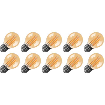 Lighto | LED filament | Grote fitting E27 | Kogellamp | Goud | 45mm | 4W | 10 stuks