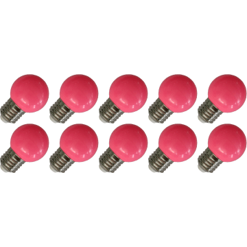 Lighto | LED lamp | Grote fitting E27 | Kogellamp | Roze | 45mm | 1W | 10 stuks