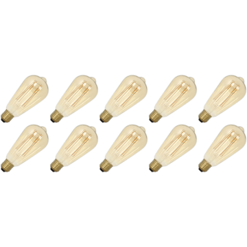 Lighto | LED filament | Grote fitting E27 | Edison lamp | Goud | 64mm | 4W | 10 stuks