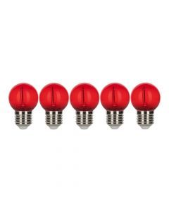 Bailey 5x Tropfenlampe Rot | LED-Filament 0,6W | E27 Kunststoff
