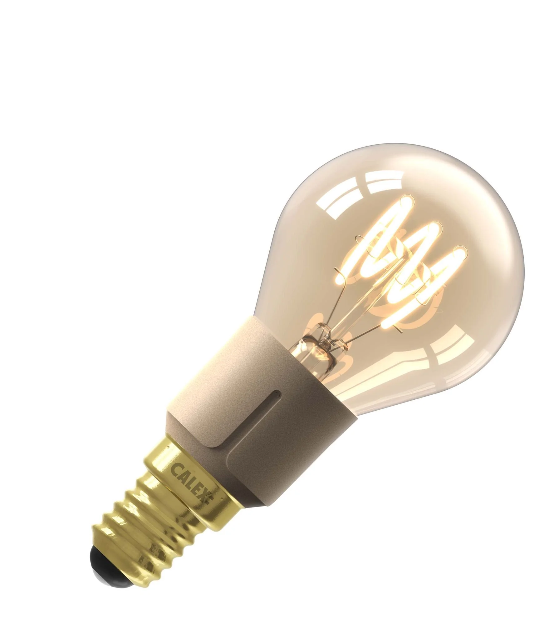 Calex | LED-Glühfaden | Kleine Fassung E14 | P45 Ball | Gold | 4W | 3-stufig dimmbar