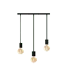 Calex | Retro Pendelleuchte | Rechteckige 10x70cm Deckenplatte | Schwarz | 3xE27 Fassung | 2M Schnur